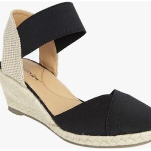Black Wedge Espadrille Sandals by comfort view